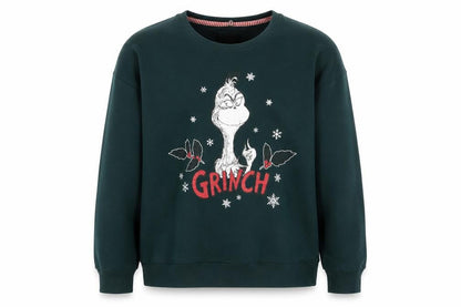 Front view of Dr. Seuss Green Grinch Pullover Sweatshirt - Medium