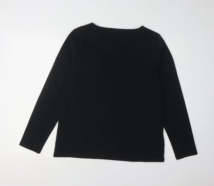 Laura Ashley Women's Black Rhinestone Long Sleeve Top