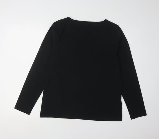 Laura Ashley Women's Black Rhinestone Long Sleeve Top
