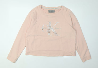 Calvin Klein Jeans Women's Pink XL Pullover Sweatshirt