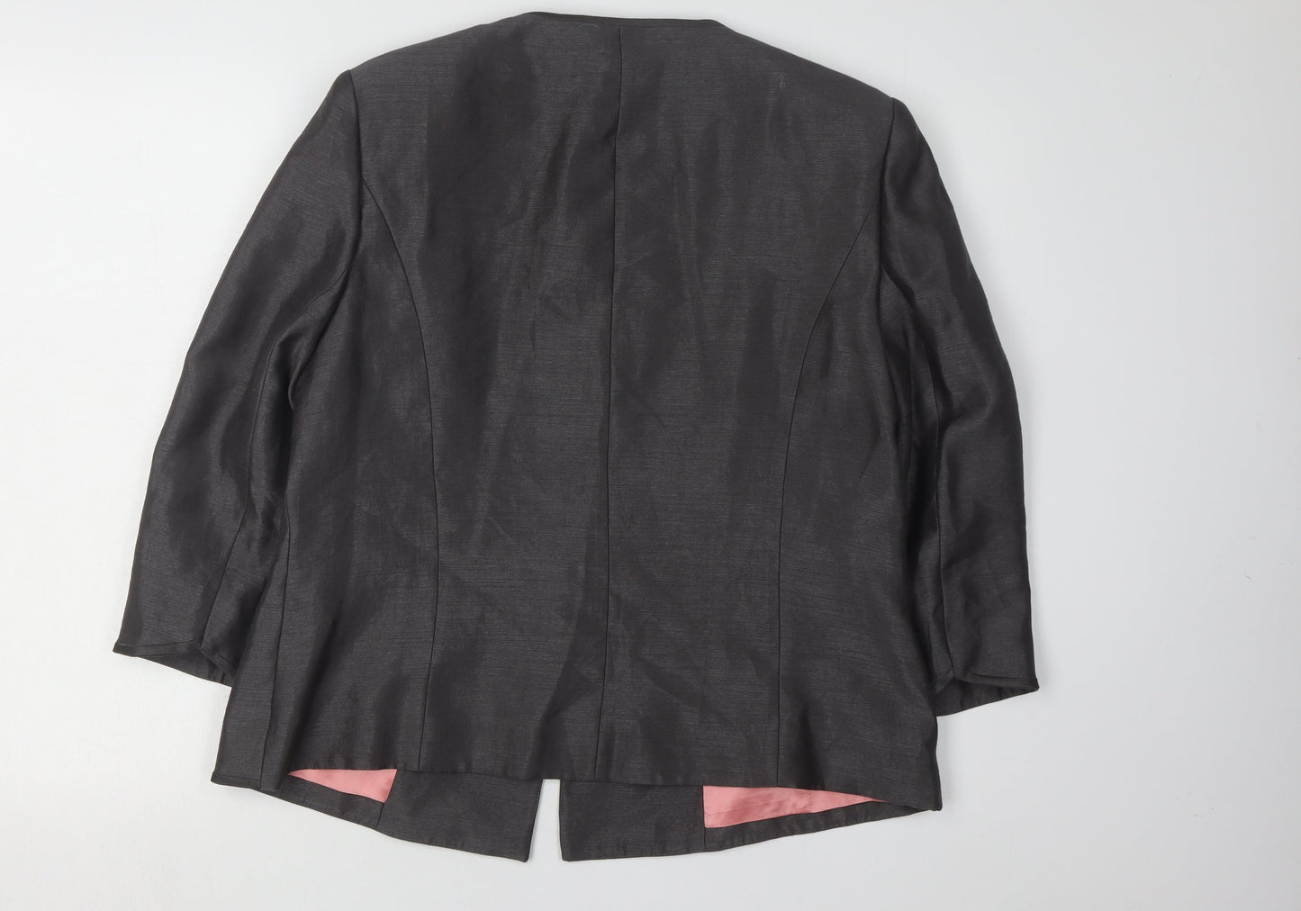 Jacques Vert Women Grey Blazer Size 16 Floral