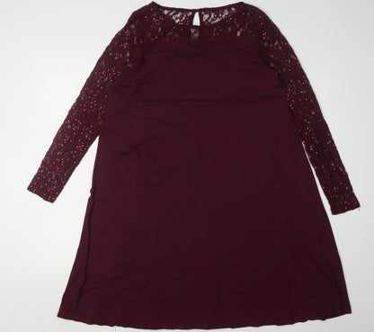 JoJo Maman Bébé Red Sequin Long Sleeve Maternity Dress