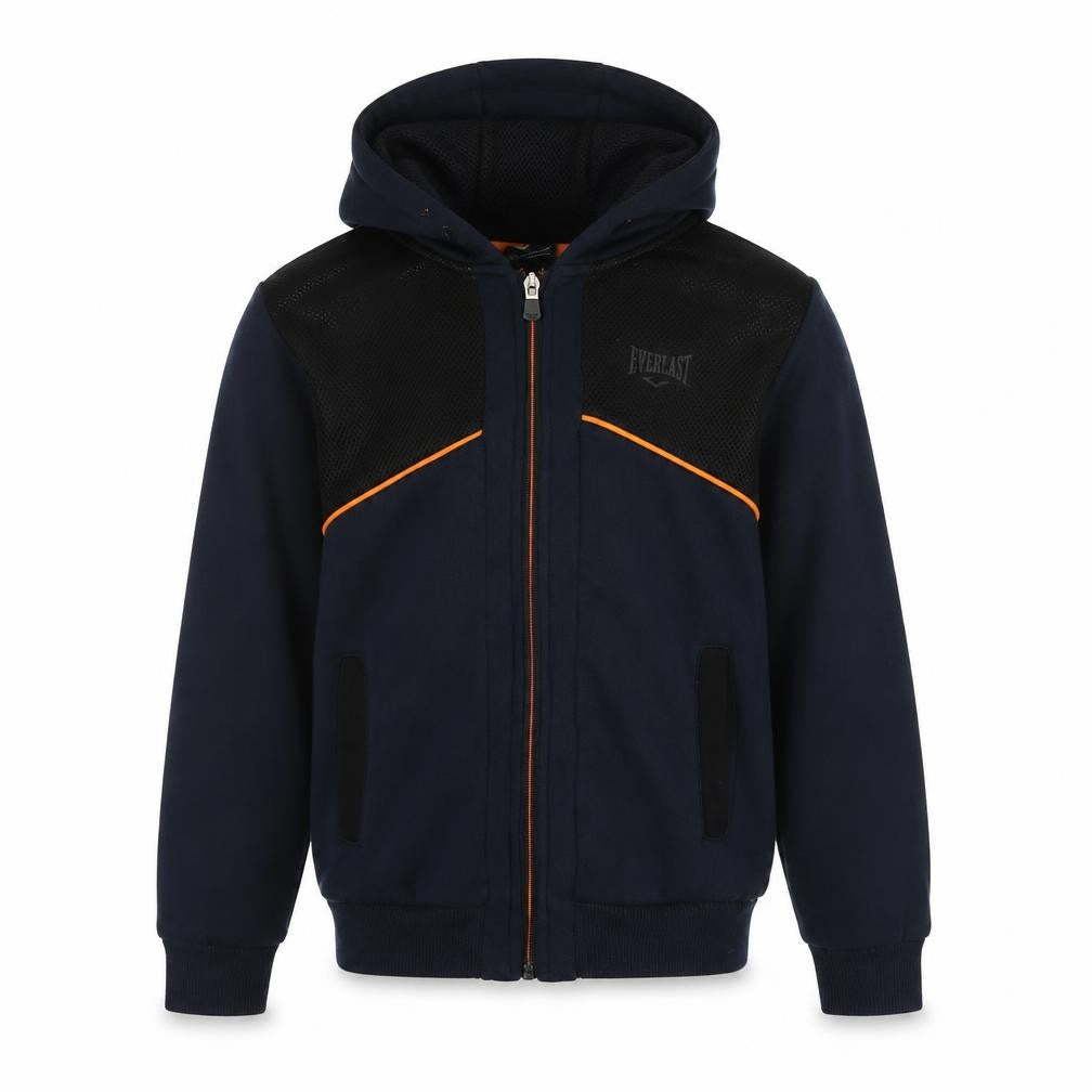 Front view of Everlast boys’ navy hoodie 9-10 years full zip polyester