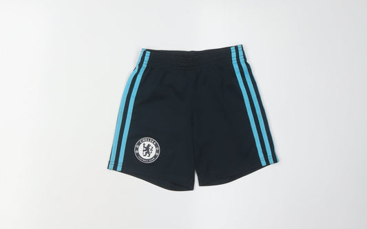 Additional front view of Adidas boys’ black athletic football shorts 5-6 years