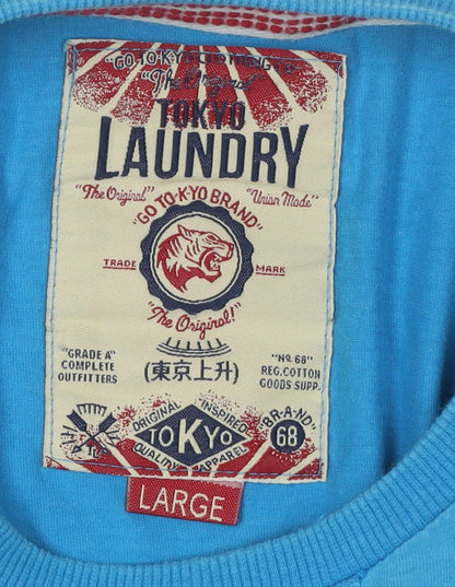 Tokyo Laundry Men's Blue Graphic T-Shirt, Size L