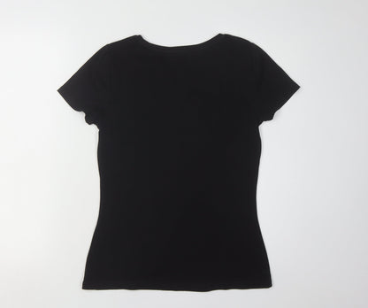 Boden Women's Black Round Neck T-Shirt - Medium