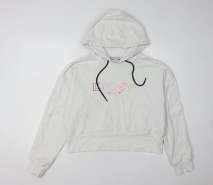 Womens UK Size M DKNY Sport White Pullover Hoodie