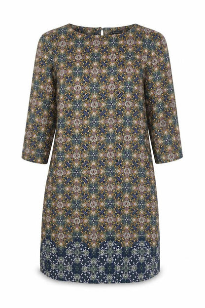 Laura Clement Geometric Women's 3/4 Sleeve Shift Dress, Size 12