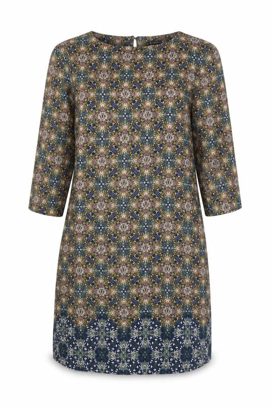Laura Clement Geometric Women's 3/4 Sleeve Shift Dress, Size 12