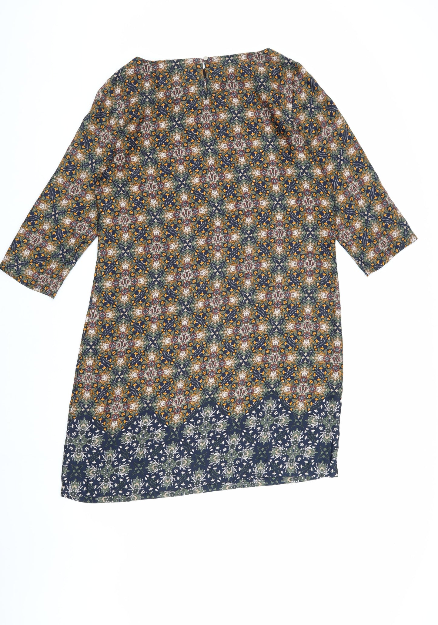 Laura Clement Geometric Women's 3/4 Sleeve Shift Dress, Size 12