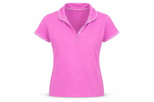 Womens UK Size S Isle Pink Basic Polo