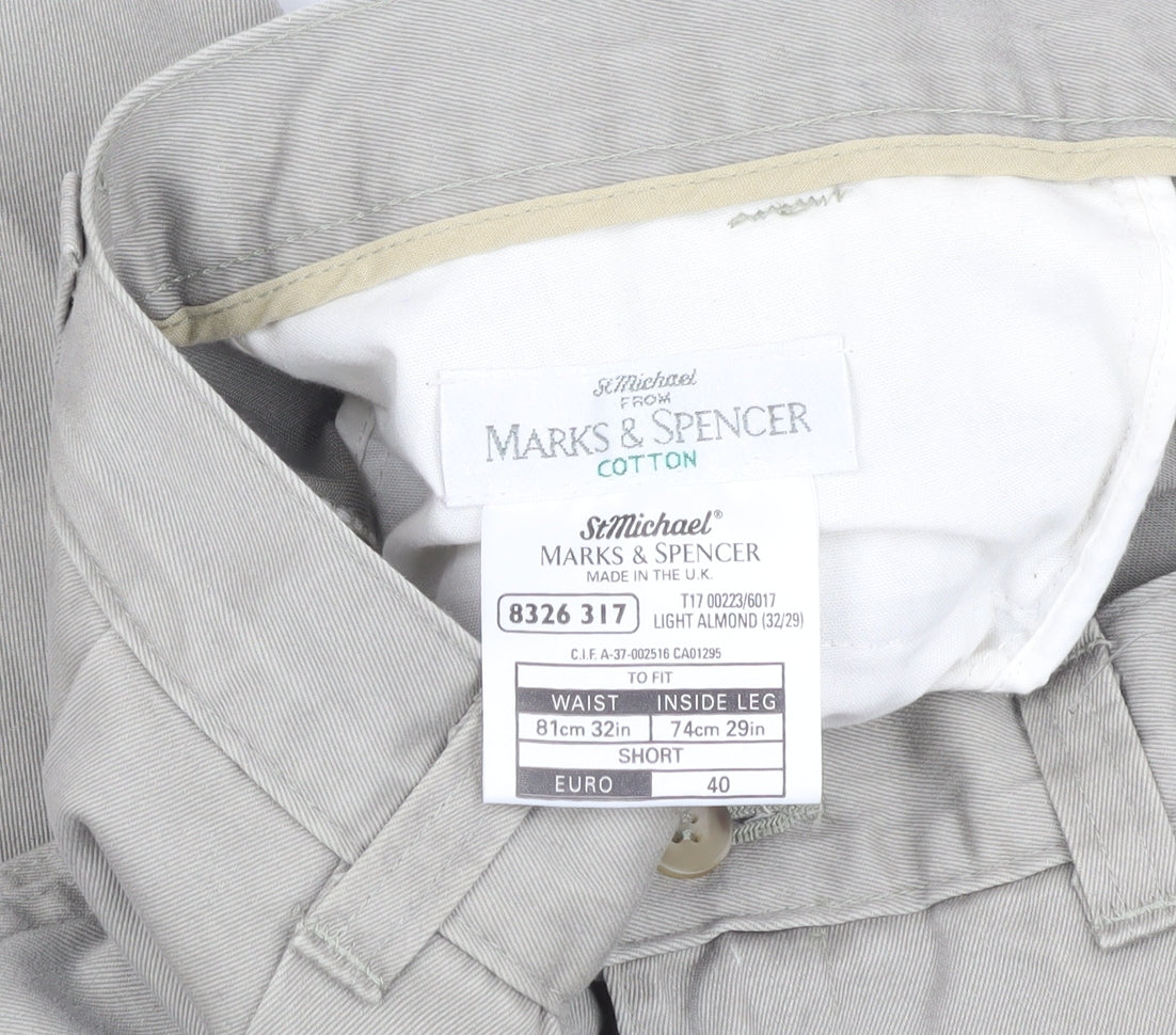 Marks & Spencer Men's Beige Cotton Dress Pants, Size 32