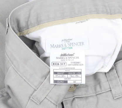 Marks & Spencer Men's Beige Cotton Dress Pants, Size 32