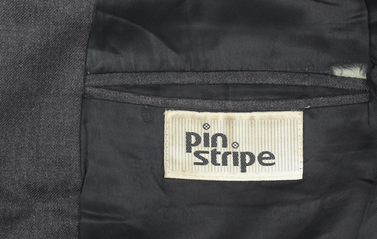 Mens UK Size 40 Pin Stripe Regular Grey Suit Jacket