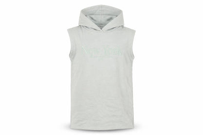Front view of Candy Couture boys’ grey sleeveless hoodie age 9