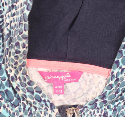 Pineapple Girls Blue Hooded Animal Print Jacket 11-12 Years