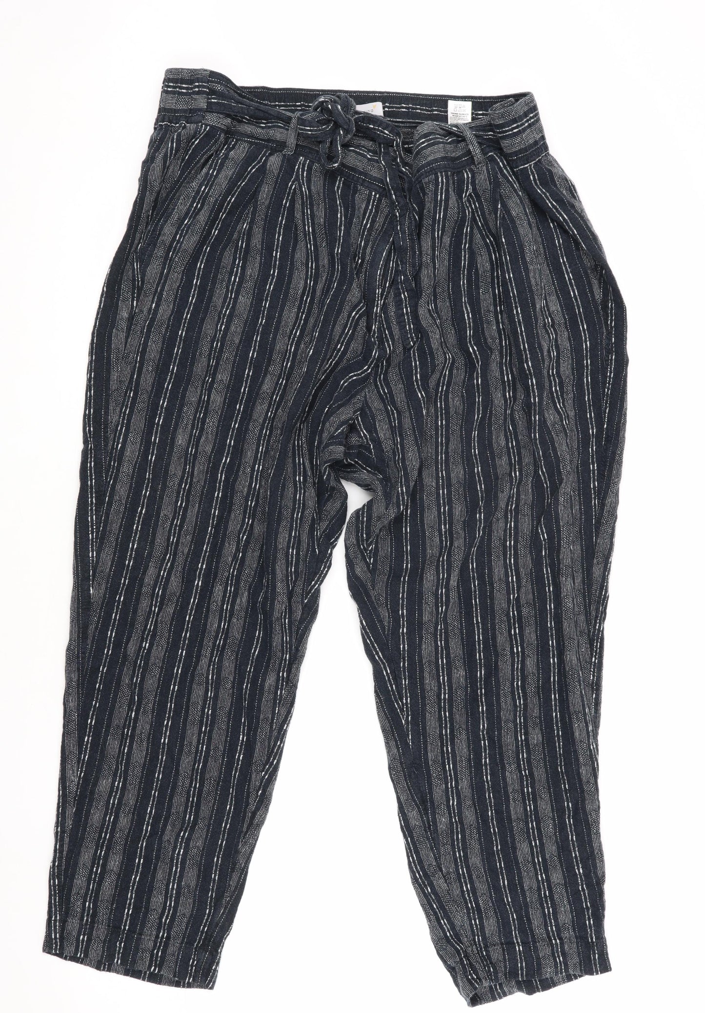 Womens UK Size M Marks and Spencer Relaxed Fit Cropped Black Trousers
