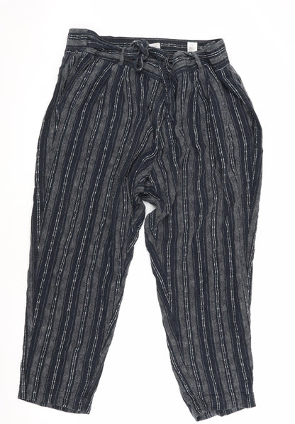 Womens UK Size M Marks and Spencer Relaxed Fit Cropped Black Trousers