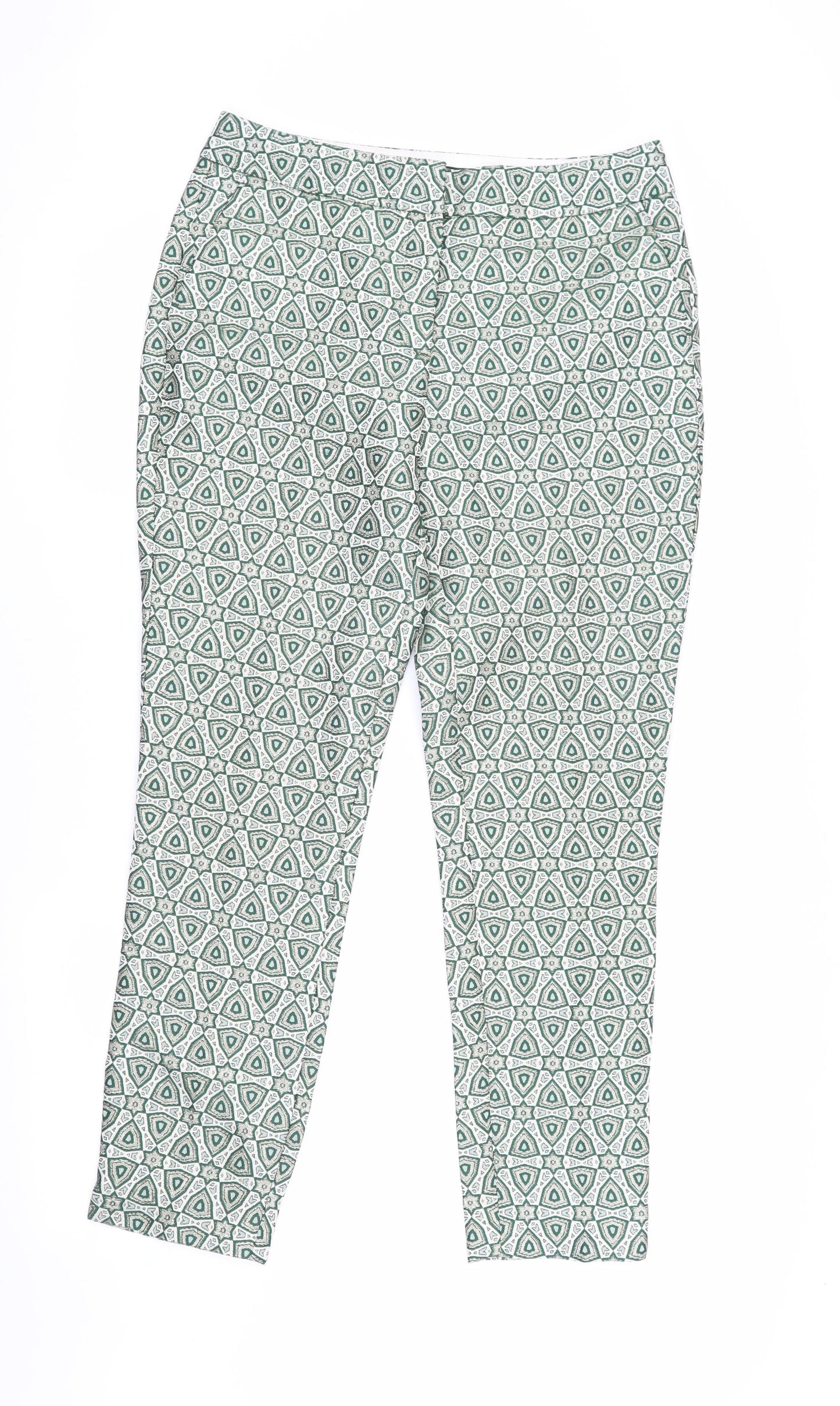 Womens UK Size 8 NEXT Slim Fit Cropped Green Trousers