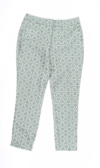 Womens UK Size 8 NEXT Slim Fit Cropped Green Trousers
