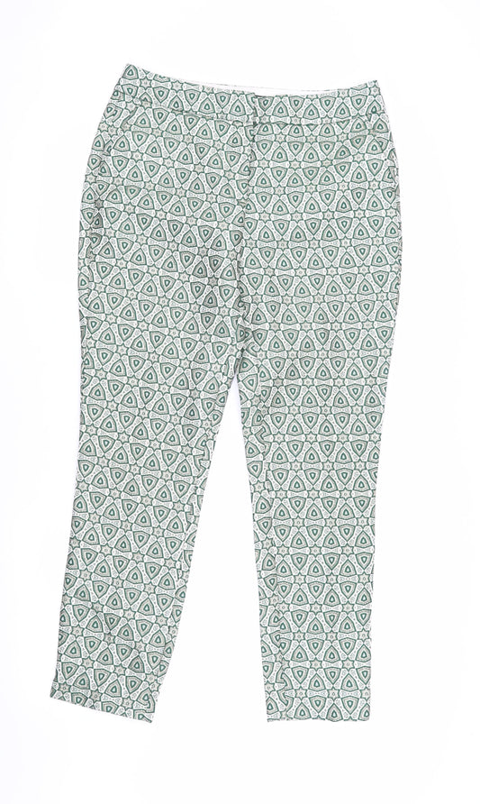 Womens UK Size 8 NEXT Slim Fit Cropped Green Trousers