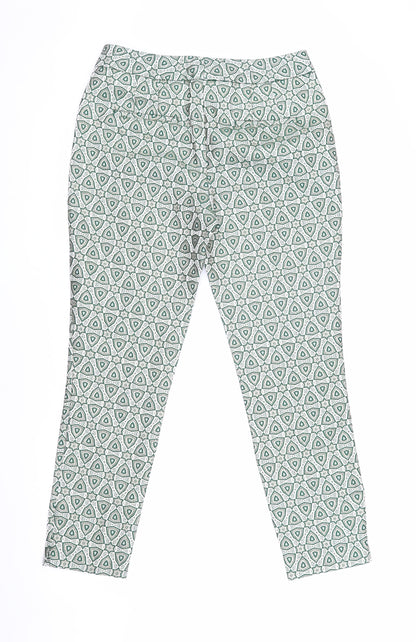 Womens UK Size 8 NEXT Slim Fit Cropped Green Trousers