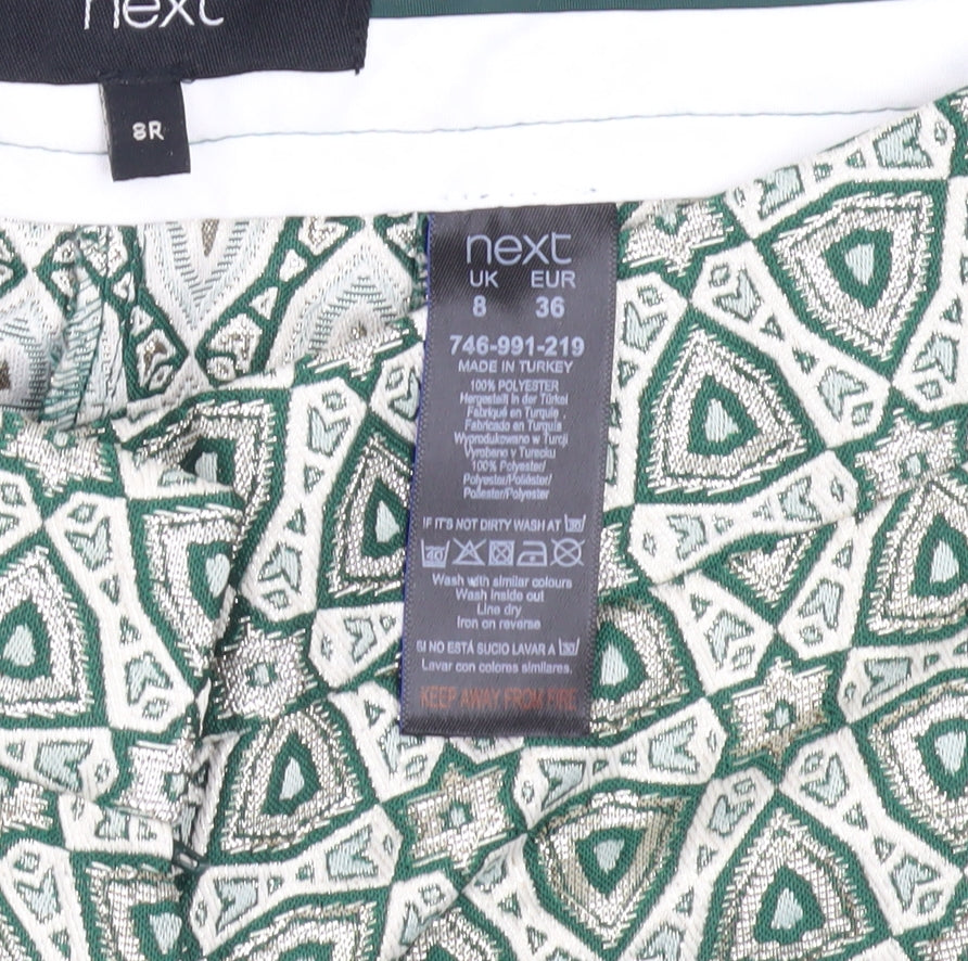 Womens UK Size 8 NEXT Slim Fit Cropped Green Trousers