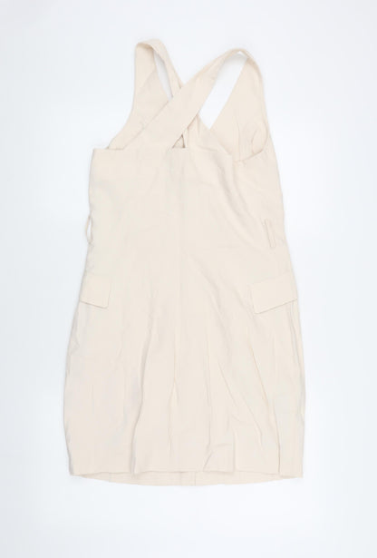 MNG Women's Beige S Pinafore Dress with Buttons