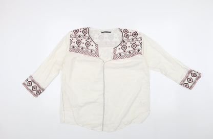 Womens UK Size S Velvet Ivory Tunic Blouse