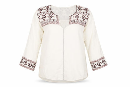 Womens UK Size S Velvet Ivory Tunic Blouse