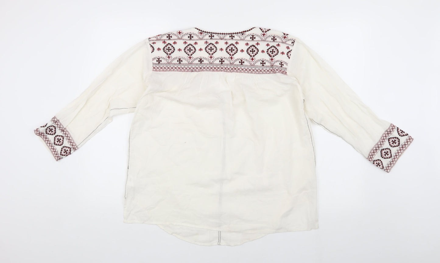 Womens UK Size S Velvet Ivory Tunic Blouse