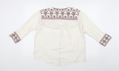 Womens UK Size S Velvet Ivory Tunic Blouse