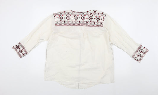 Womens UK Size S Velvet Ivory Tunic Blouse