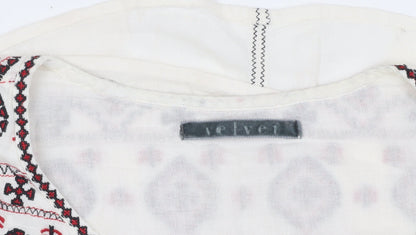 Womens UK Size S Velvet Ivory Tunic Blouse