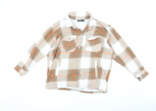 Boohoo Women's Beige Check Jacket Size S
