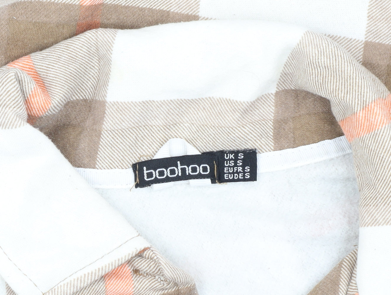 Boohoo Women's Beige Check Jacket Size S