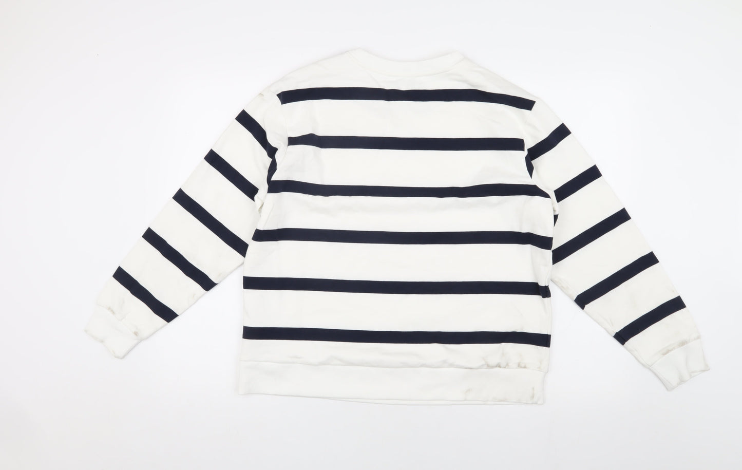 Marks and Spencer White Striped Sweatshirt - Medium