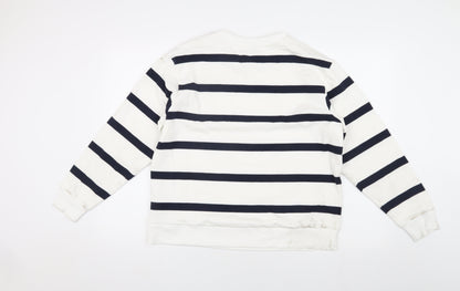 Marks and Spencer White Striped Sweatshirt - Medium