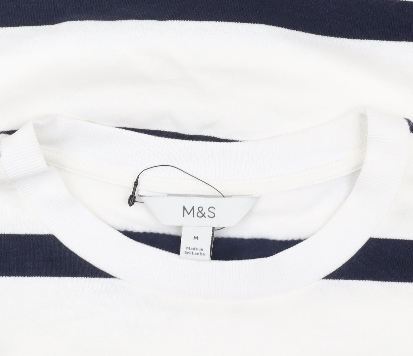 Marks and Spencer White Striped Sweatshirt - Medium
