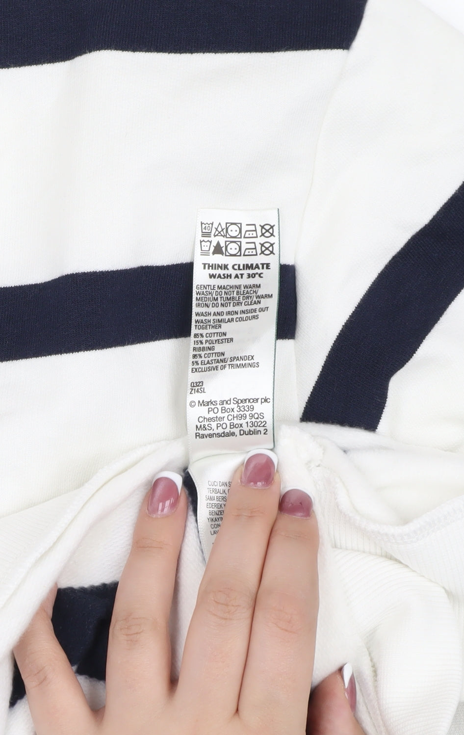 Marks and Spencer White Striped Sweatshirt - Medium
