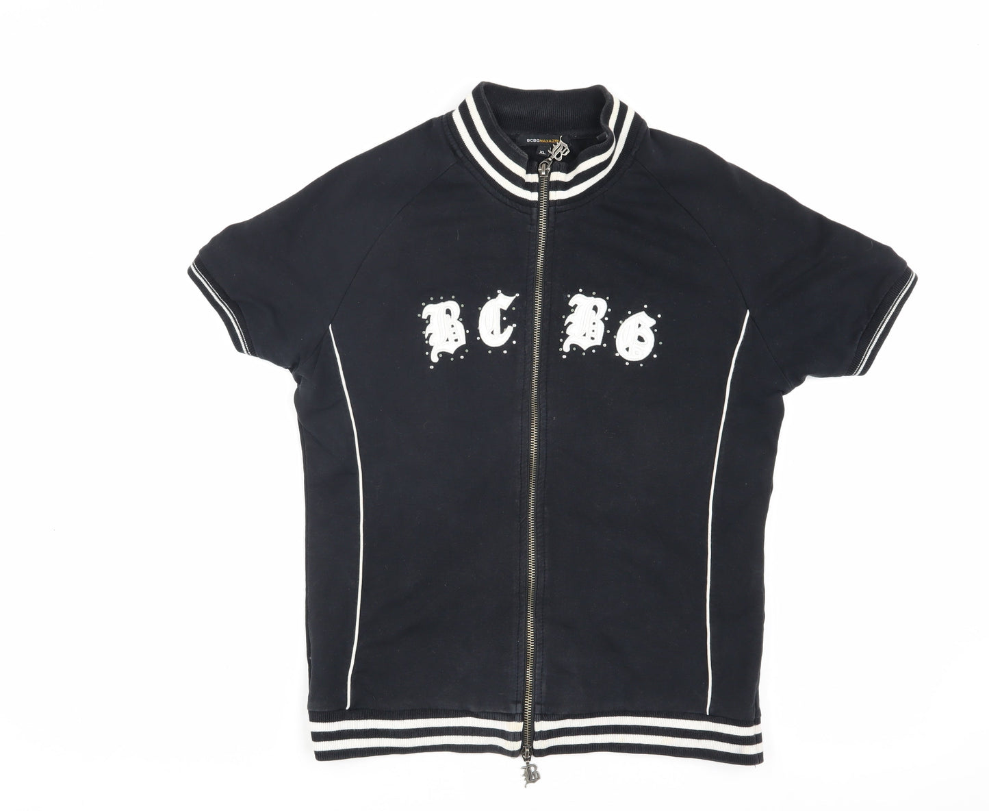 BCBG Max Azria Girls Black Track Jacket, XL, Short Sleeve Style