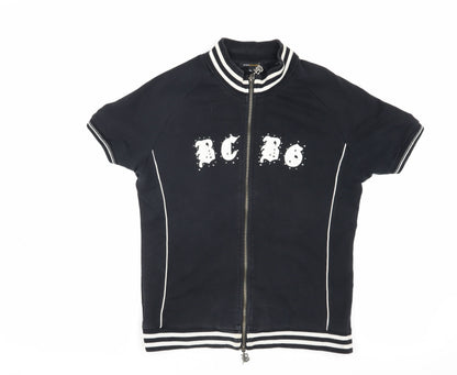 BCBG Max Azria Girls Black Track Jacket, XL, Short Sleeve Style
