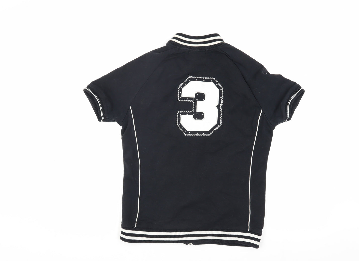 BCBG Max Azria Girls Black Track Jacket, XL, Short Sleeve Style