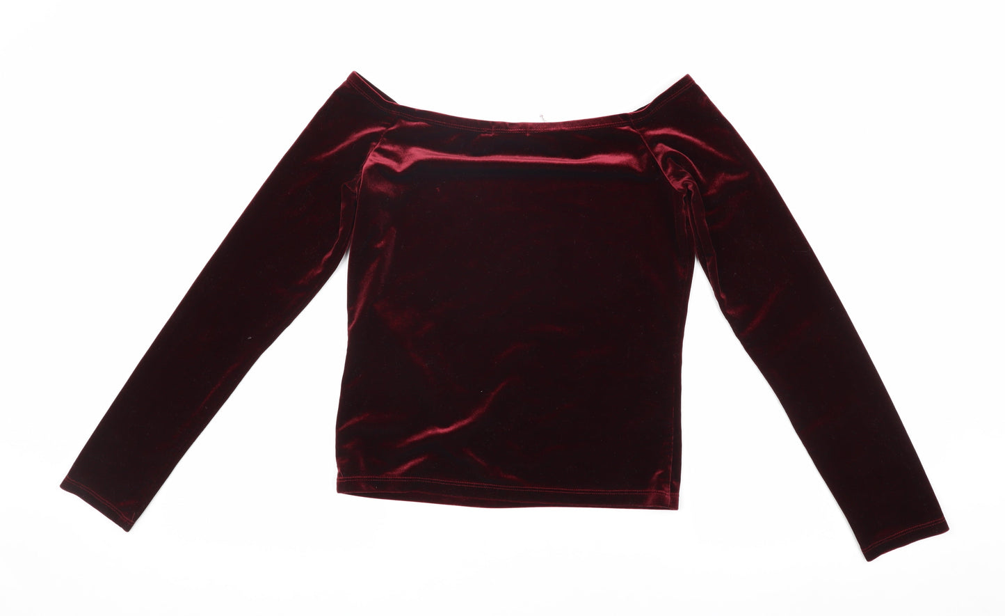 Bershka Women's Red Velvet Off Shoulder Blouse M