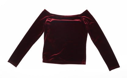 Bershka Women's Red Velvet Off Shoulder Blouse M