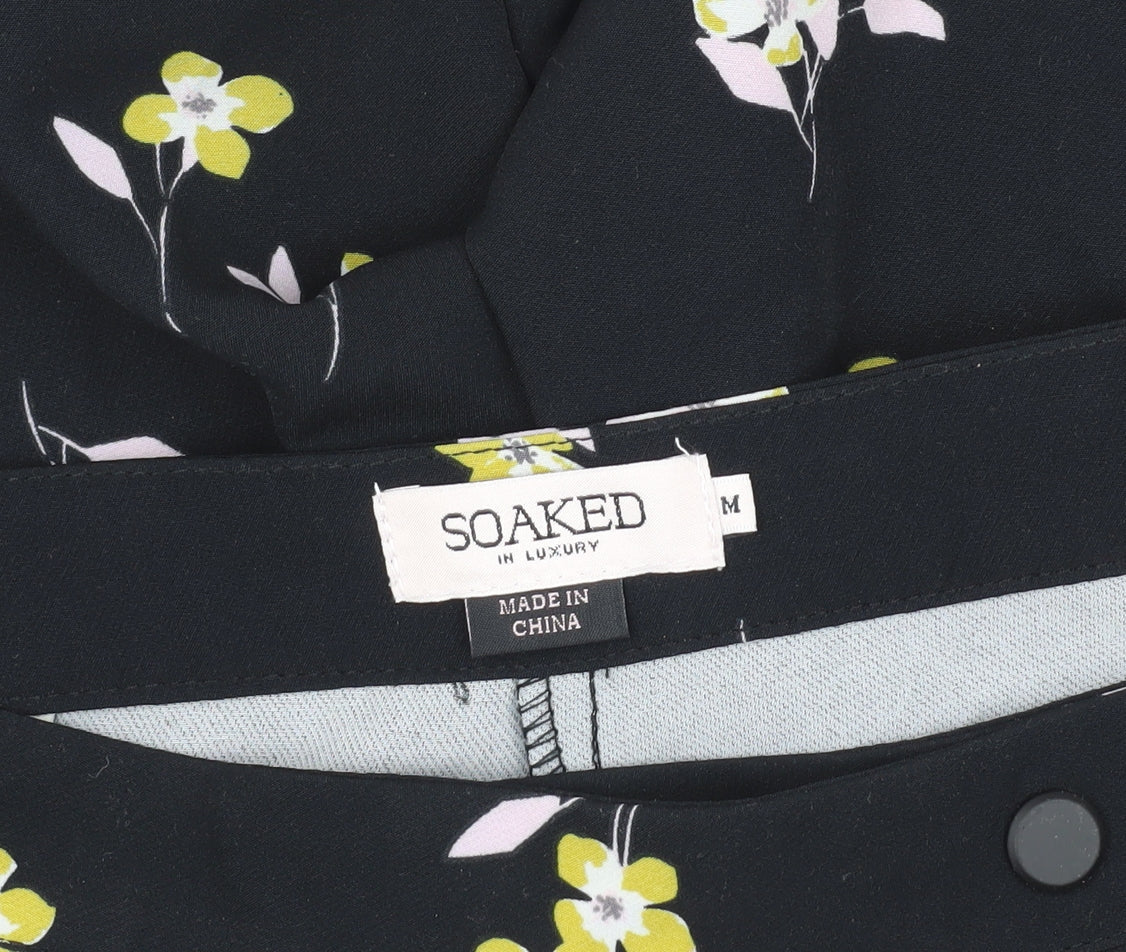 Soaked in Luxury Women's Black Floral Trousers M