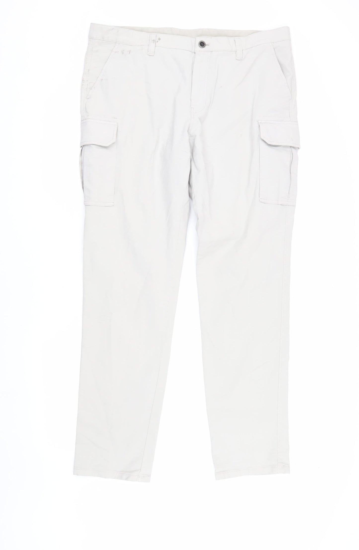 Massimo Dutti Men's Beige Cargo Trousers Slim Fit 36