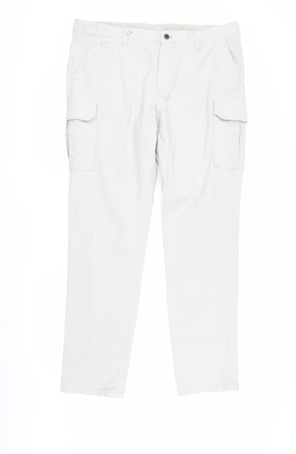 Massimo Dutti Men's Beige Cargo Trousers Slim Fit 36