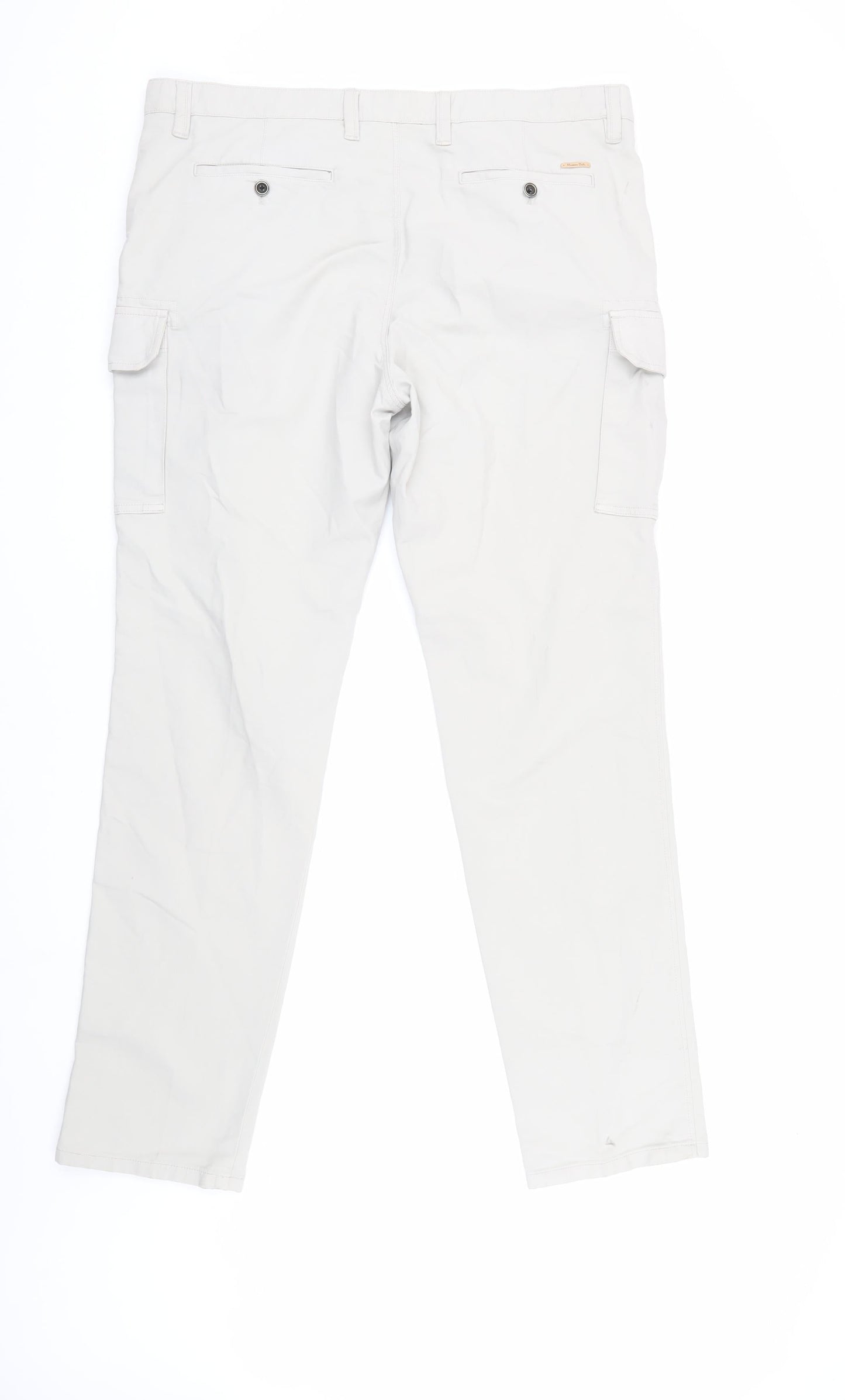 Massimo Dutti Men's Beige Cargo Trousers Slim Fit 36