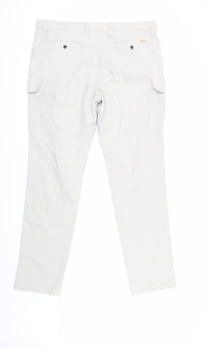 Massimo Dutti Men's Beige Cargo Trousers Slim Fit 36
